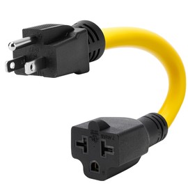 [4-in-1] 12AWG 15 Amp Household AC Plug to 20 Amp T Blade Adapter Cable 1Feet, Heavy Duty 15A 125V to 20A 250V Power Extension Cord Converter, Nema 5-15P to 5-15R/5-20R, 5-15P to 6-15R/6-20R Extender