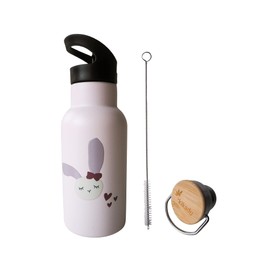 kikadu Drinking Bottle Rabbit Rosé - Children's Tableware, BPA-Free, with Cute Prints, Capacity 350 ml