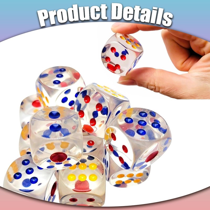 LvYiLinggg 6 Sided 25mm Clear Large Dice for Party, KTV,