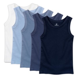 HonestBaby Multipack Muscle T-Shirts Sleeveless Tees 100% Organic Cotton for Infant Baby and Toddler Boys, Girls, Unisex, 5-Pack Ombre Blues