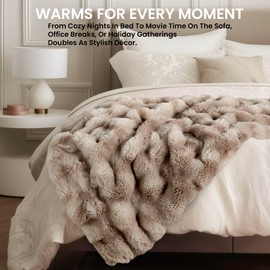 Electric Heated Blanket for Girls & Women, Soft & Luxurious, Faux Rabbit Fur Heating Throw Blankets, 6 Heat Settings, Overheat Protection, Quick Heating, Memory Function, Gift-Ready Design, 50"x60"