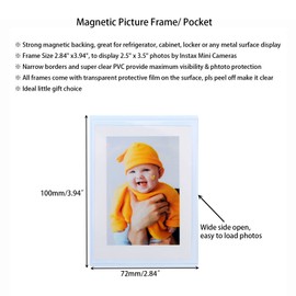2.5 x 3.5 Magnetic Picture Frame, Instax Mini Frame Photo Magnets for Refrigerator, Polaroid Picture Frame, Fridge Photo Sleeve Pocket, Wallet Size Picture Frame, Locker Decoration, 20 Pack