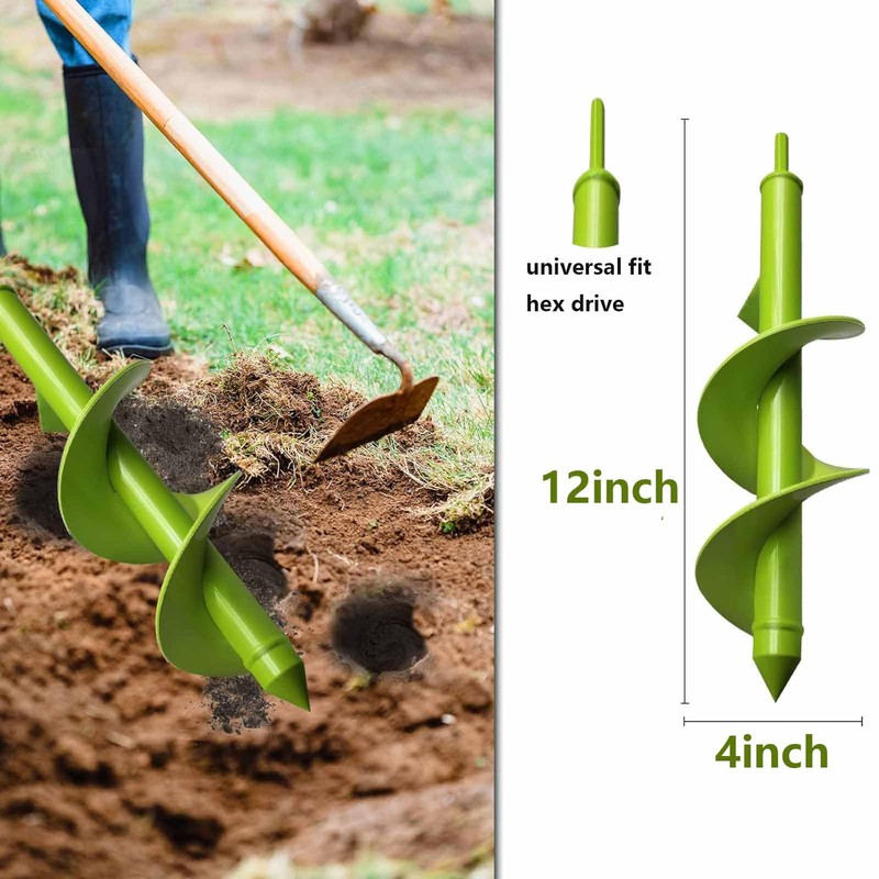TCBWFY 4"x12" Auger Drill Bit for Planting and Digging Holes,