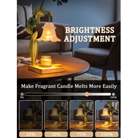 Flower Candle Warmer Lamp with Timer Adjustable Height,Dimmable Wax Melt Warmer,Vintage Home Decor Aesthetic Bedroom Living Room Office,Christmas housewarming Birthday Gift for Women Girl(Green)