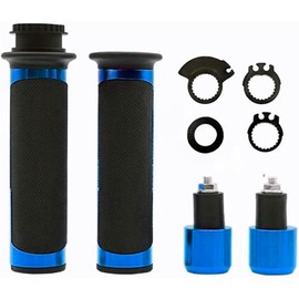 Puño de Moto Agarradera Manillar Empuñadora Antideslizante Contrapeso Universal Hand Grips de Aluminio (Azul)