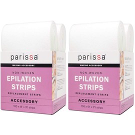 Parissa Epilation (Waxing) Non-Woven Cloth Strips, Replacement Strips for use with Hair Removal Liquid Wax, 100 x Large Size Strips 9'' x 3'', 100 count