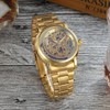 WINNER Men Hollow Full Automatic Mechanical Waterproof Watch Wristwatch (Gold)