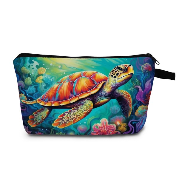 MoCaliduccious Turtle Print Women Makeup Bag Small Travel Cosmetic Bag