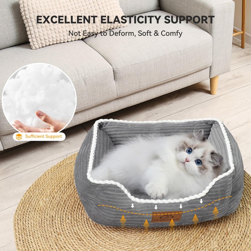 Light Grey Cat Dog Bed for Small Pets up to