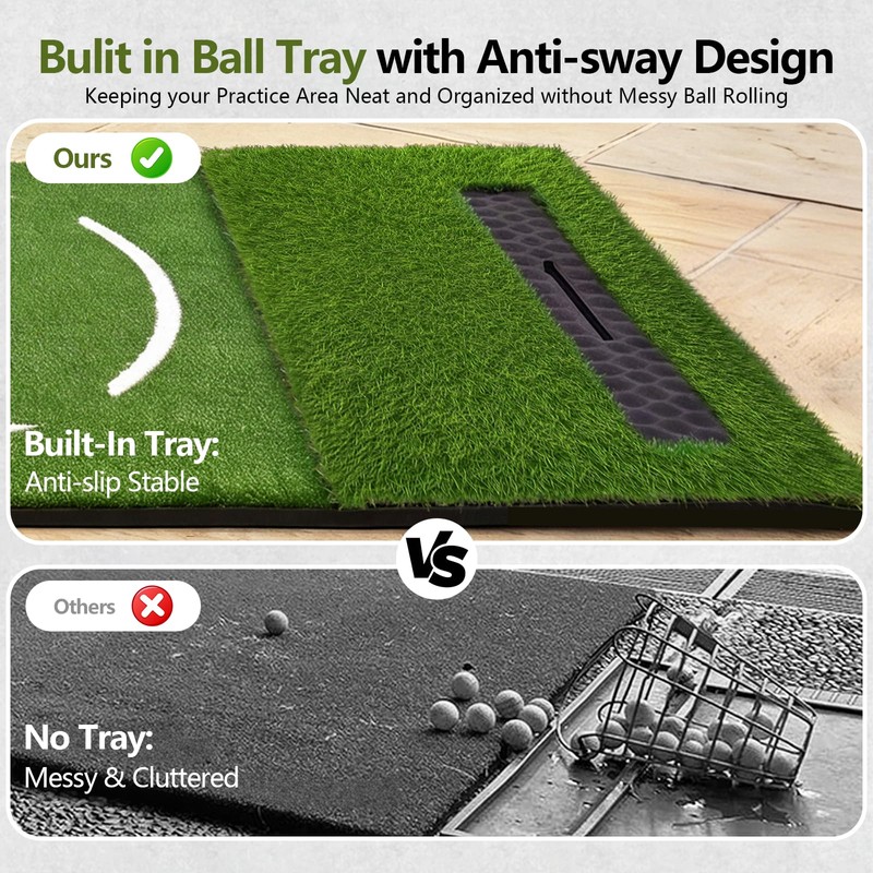 GLUTIA Golf Mats Practice Outdoor, 6x4ft 26mm Golf Hitting Mat