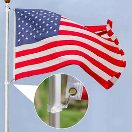 CustomyLife 2pcs 1” Flag Pole Rings with Hook, Anti Wrap Flagpole Mounting Clip Rotating Alloy Plastic Flag Pole Hardware Accessories