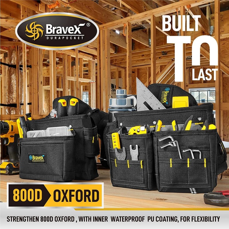 Bravex Tool Pouch Tool Belt With Suspenders Electrician Carpenter Pocket