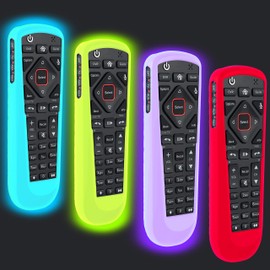 4 Pack Cover for Dish Network Remote, Case for Dish TV Remote Control 52.0/54.0 Replacement, Silicone Skin Sleeve Glow in The Dark Green Blue Purple Red