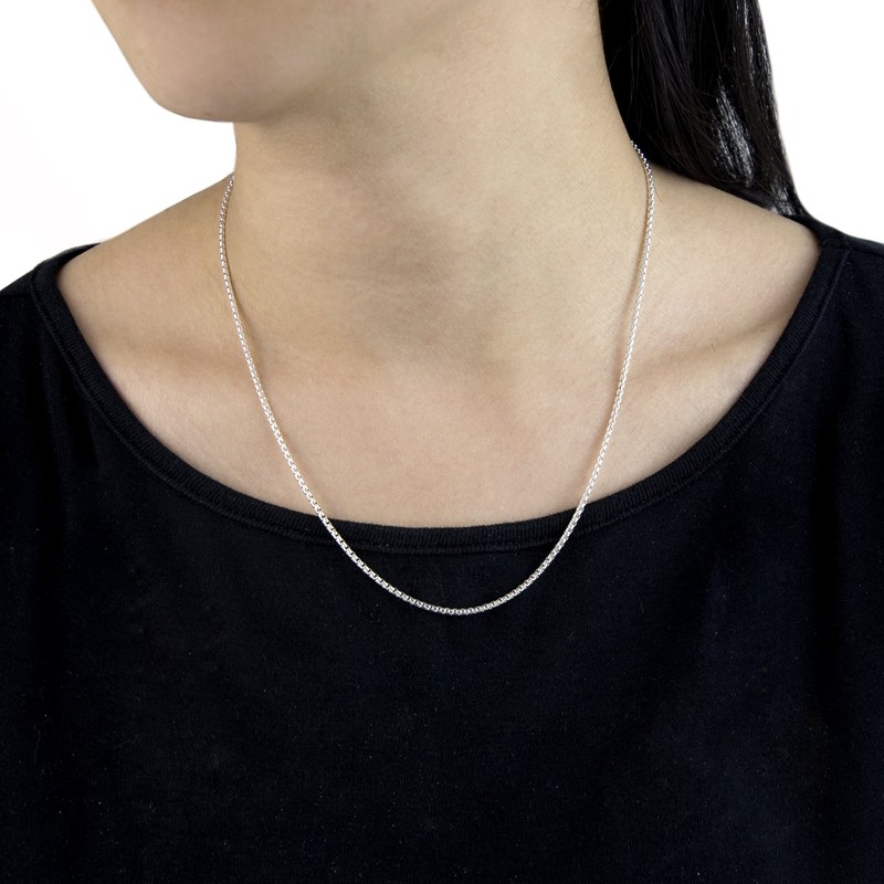 Tuscany Silver Women's Sterling Silver Box Necklace, Silver