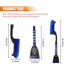 LHDOS 26" Snow Brush and Ice Scraper for Car Windshield, Detachable Snow and Ice Removal Tool with Ergonomic Comfortable Foam Grip, Winter Car Accessories for Cars, Trucks, SUVs Window (Blue)