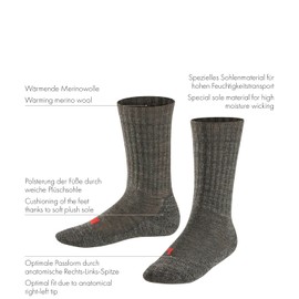 FALKE Socks Active Warm Wool Children's Socks Black Grey Many Other Colours Reinforced Children's Socks Without Pattern Breathable Thick Sweat Resistant for Active Children 1 Pair, Grey (Mid Grey Melange 3530), 27-30