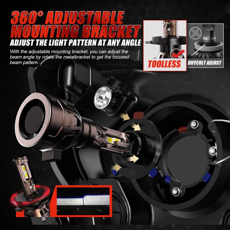MUEYNIUK Upgraded H4/HB2/9003 Light Bulbs, 36000LM Super Bright 6500K 800%