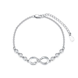 AOBOCO 925 Sterling Silver Infinity Adjustable Link Bracelet for Mother Daughter Grandmother Sister Aunt Niece Birthday Gifts for Women, Cubic Zirconia