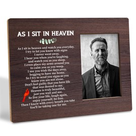 Memorial Photo Frame of Loved One, Sympathy Gift for Loss of Loved One, Wood Picture Frame for Tabletop Display, Condolence Bereavement Gifts, As I Sit In Heaven Photo Frame Holds 4x6 Inches Photo