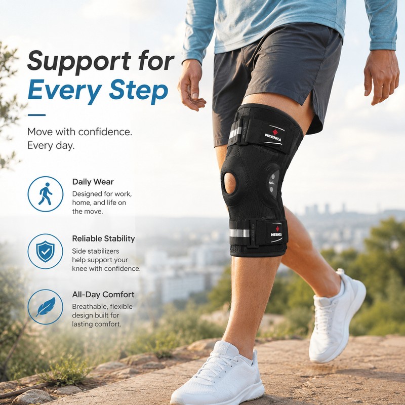 Hinged Knee Brace for Daily & Sports Support – Adjustable