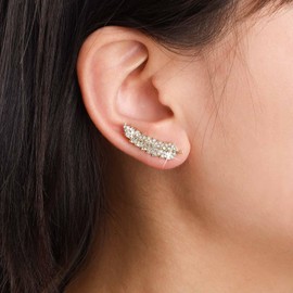 Xduargs Boho CZ Leaf Stud Earrings Gold Paved Rhinestone Leaf Earrings Vintage Autumn Leaf Earrings Tree Leaf Statement Earrings Jewellery For Women, Zinc