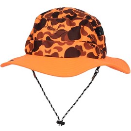 EDTREK Outdoorsman Pro Sun Hat with Sunglasses Holes for Fishing Hiking Cowboy Boonie Camo Hunting Hat (Blaze Orange Old School Orange Camo, Small)
