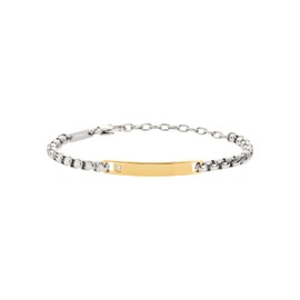 Breil TJ3220 TAG & CROSS Men's Stainless Steel Bracelet with Zirconia in Silver/Gold with Lobster Clasp Length: 22 cm, Stainless Steel, Cubic Zirconia
