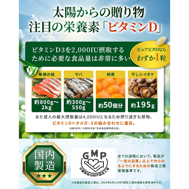 【High Concentration Vitamin D 2,000IU × Omega 3】Pure Vita D