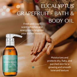 RD Alchemy - 100% Natural & Organic Eucalyptus Grapefruit Bath & Body Oil - Fresh and Clean Scent to Refresh and Energize While Moisturizing, Softening, and Nourishing The Whole Body