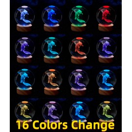 3D Axolotl Crystal Ball Night Light, Upgraded 3.15 Inch Crystal Axolotl Lamp with LED Wooden Base, 16 Colors Change with Remote Control, Birthday Christmas Gifts for Friends (Axolotl - G)