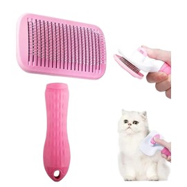 SHEEN Dog Brush Cat Brush Grooming Comb,Self Cleaning Cat Dog Slicker Brushes with Smooth handle,Pet Grooming Tool with Cleaning Button for Cat Dog Shedding Brush Cat Dog Massage Clean (PINK)