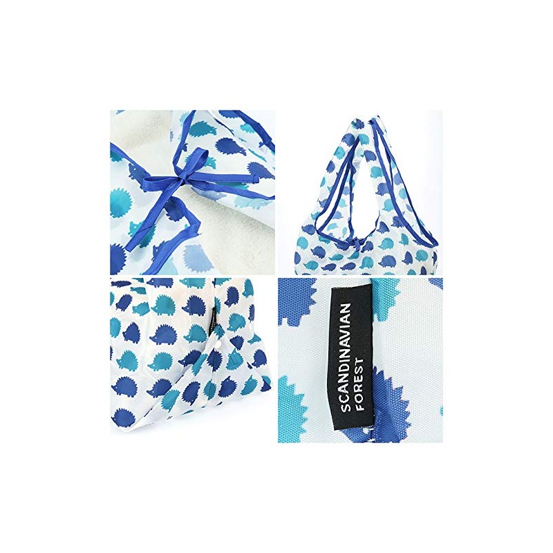 Scandinavian Forest Hedgehog Scarlet Folding Shopping Bag, red