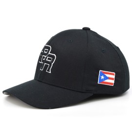 Puerto Rico Flex fit Cap PR Embroidery hat Style Baseball Cap (Black - L/XL)