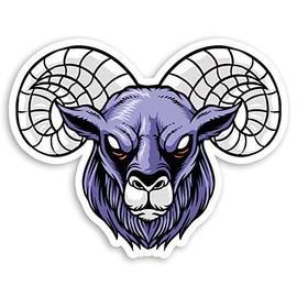 2 x 10cm Angry Purple Ram Vinyl Stickers - Animal Aries Sticker #29835