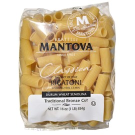 Mantova Italian Bronze Die Rigatoni Pasta - 100% Durum Wheat Semolina Bronze Die Rigatoni- Product Of Italy, 1 Pound (Pack of 6)