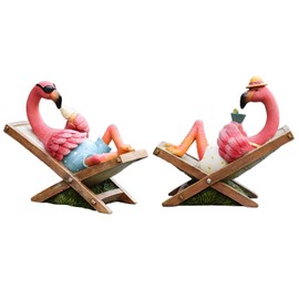 MUAMAX 2Pcs Pink Flamingo Figurines Resin Flamingo Bird Sculpture,Small Flamingo Ornaments for Coastal Home Wedding Decor, Housewarming Flamingo Gifts for Woman,Desk Tropical Holiday Decoration