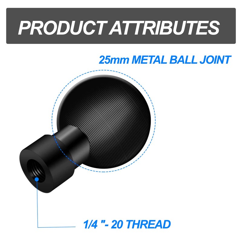 1'' Ball Adapter with 1/4"-20 Threaded Hole Compatible with RAM
