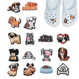 Shoe Charms for Croc Charms, 16Pcs Cute Shoe Charms Animals Dog Shoe Accessory to Decorate Shoes, Cartoon Pvc Shoe Charms Decoration for Kids Teens Boys Girls Men Women Party Birthday Gifts