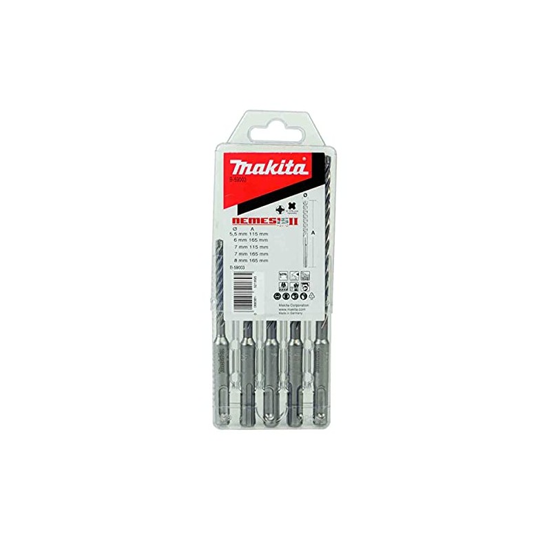 Makita B-59003 5 Piece Nemesis II SDS-Plus Drill Bits
