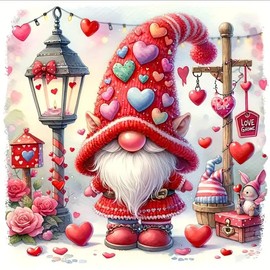 Valentines Day Diamond Painting Kits for Adults,Love Gnome Diamond Art Kits for Adults Beginners,5D DIY Crystal Gem Diamond Art Painting Kits for Adults Valentines Day Gift 14x14 inch