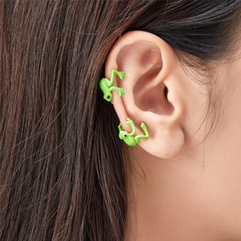 Frog Earrings for Women Trendy Green Frog Ear Cuffs Non Pierced 3D Animal Earrings Cool Fun Frog Jewelry Gifts