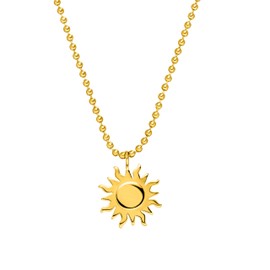 Purelei® Women's Sun Chain - Filigree Ball Chain with Stainless Steel Sun Pendant (18K Gold Plated, Silver, Rose Gold) | Adjustable Length 50/55 cm, Stainless Steel, Abalone