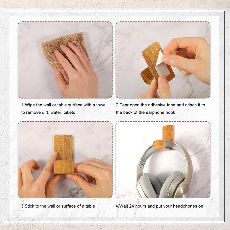 Weewooday 4 Pieces Headphone Hanger Holder Desk Adhesive Headphone Hook