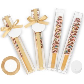 COTOPHER 60 Pcs Pretzel Rod Boxes 1x1x8 Inches Chocolate Covered Pretzels Rod Box Transparent PET Plastic Gumball Tube Clear Favor Boxes