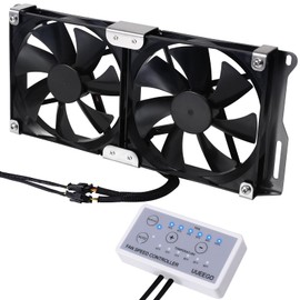 Uueego 5.5"(140mm) 12V RV Ventilation Cooling Fan for Fridge Vent and Grille, RV Fridge Ventilation Cooling Fan, IP65 Waterproof, Include Speed Controller