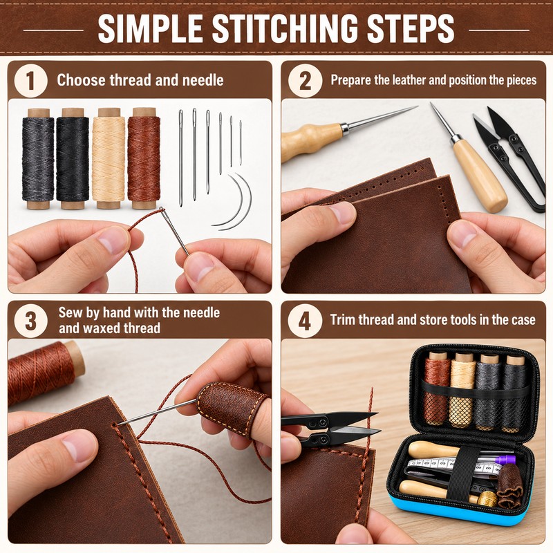 Leather Sewing Kit for Hand Stitching & Repairs – 28-Piece