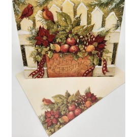 Lang 2 LANG Premium Linen Glitter "Merry Christmas Welcome" Card Susan Winget Art NEW