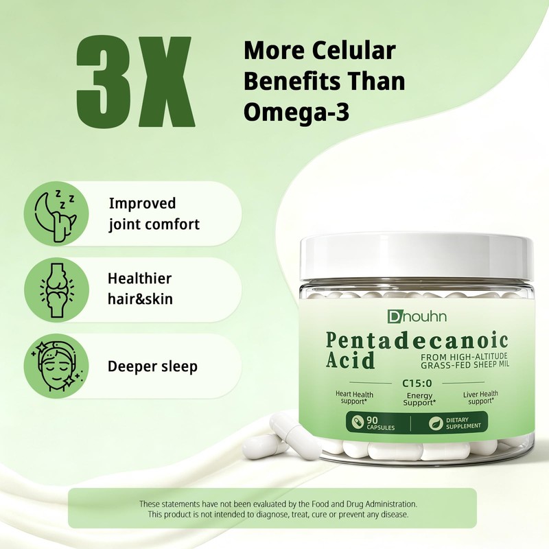 Pentadecanoic Acid, Pentadecanoic Acid Formula Supplement 90 Capsules
