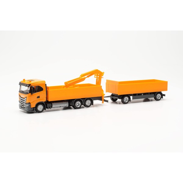 herpa 316217 Iveco S-Way ND Truck Model Building Material Hanging Train, Miniature in Scale 1:87, Collectible, Made in Germany, Made of Plastic, Miniature Model, Orange