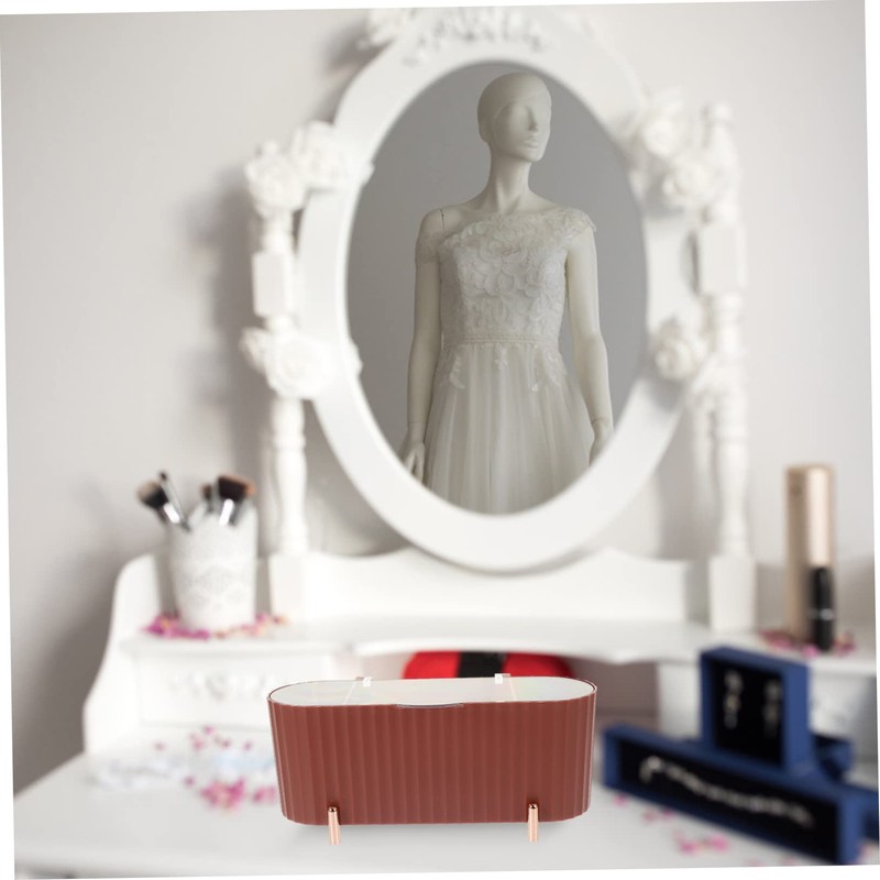 KONTONTY Makeup Cotton Pad Storage Box Dustproof Desktop Organizing Container